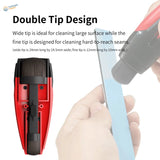 DSPIAE retractable dust brush with red black dual tips for seams and surfaces