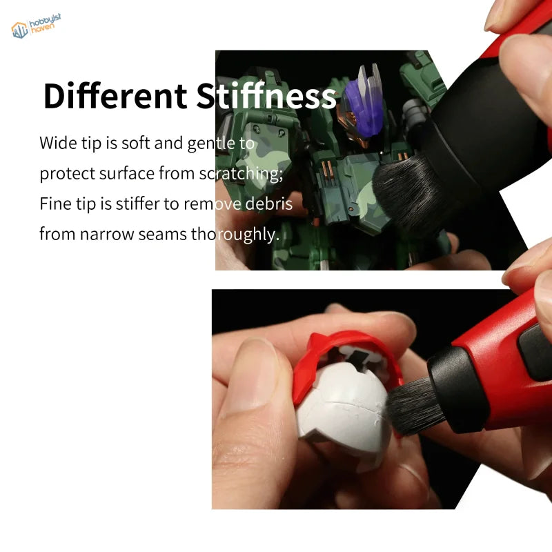 DSPIAE retractable dust brush with red black dual tips for seams