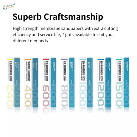 DSPIAE semi-rigid sanding sticks: 7 grits in blue, white, yellow