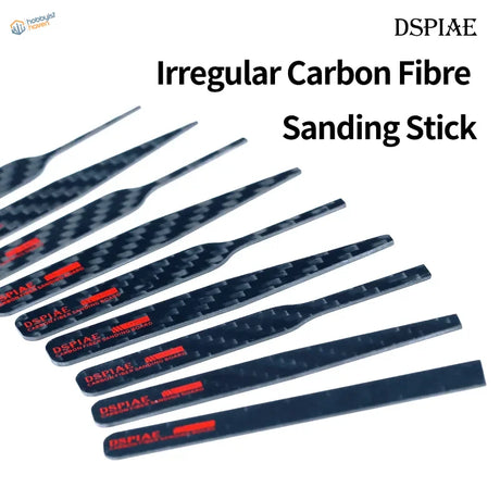 DSPIAE carbon fiber sanding plates with irregular sticks, black woven texture