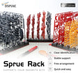 DSPIAE sprue organizing tabs with black and red plastic sprue racks