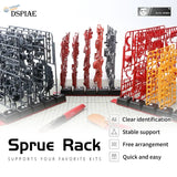 DSPIAE sprue organizing tabs with black and red plastic sprue racks