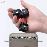 DSPIAE sprue organizing tabs: black and red plastic keycaps with white lettering
