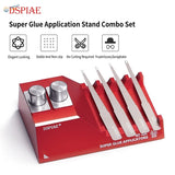 DSPIAE red silver super glue application stand with precision applicators