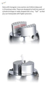 DSPIAE universal spherical vise with silver precision triangular slots