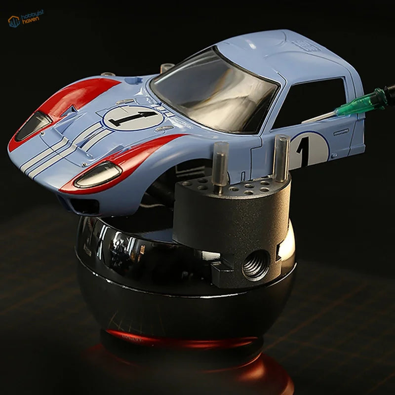 Light blue Ford GT40 die-cast model with red accents in DSPIAE light curing clear glue