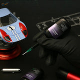 Light blue and red #1 race car model with DSPIAE light curing clear UV glue