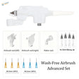 White plastic dsplae wash‑free pt‑ab airbrush with metallic nozzle and threaded base for paint mixing bottle use