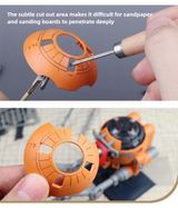 Orange plastic ustar narrow flat polishing file part with cut-out design and segmented ridges for precise polishing