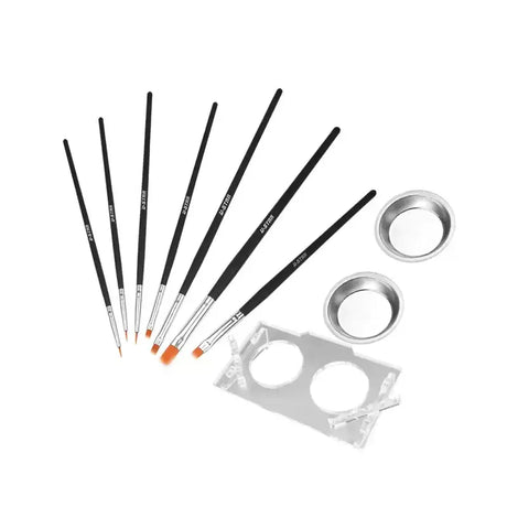 UStar Professional Brush Set: 8 black-handled precision brushes in clear tray