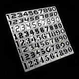 1/35 1/100 numbers stencil sheet with black cut-out digits 0-9