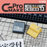45° bevel sanding block with black metallic c-face and yellow clamp for adhesive sanding