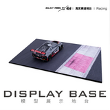 Gray and red Audi R8 LMS 1/24 scale model on display base with aluminum alloy frame