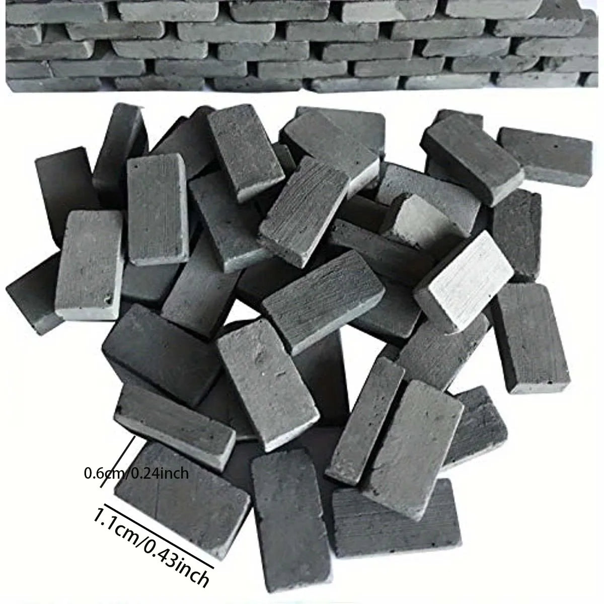 200pcs black rectangular charcoal briquettes miniature bricks with gray patches for scale modeling tools and diorama scenery