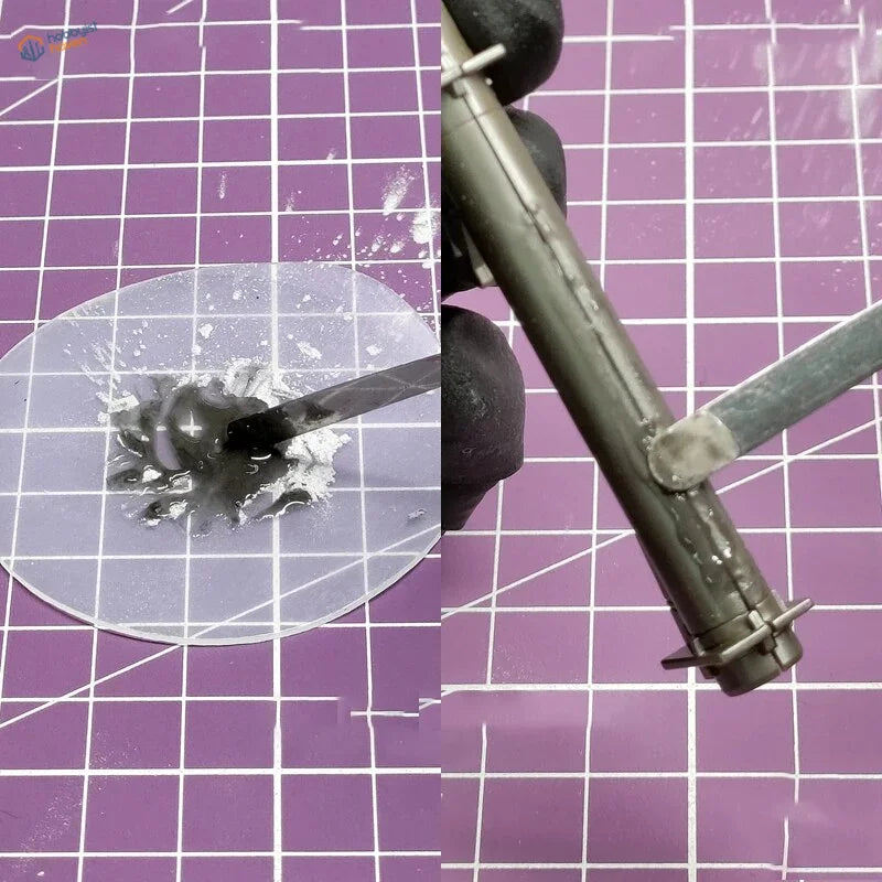 Dark gray metallic elastic spatula fuselage with rivets for scale modeling