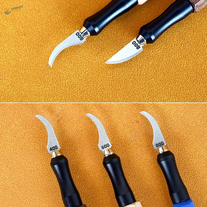 Set of emery blades for scale modeling with 400, 600, 800 blade marks