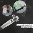 Silver equidistant scribing tool with metallic grip and curved mechanism