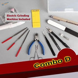 Essential tools set combo kit with grinder, pliers, files, sanding block