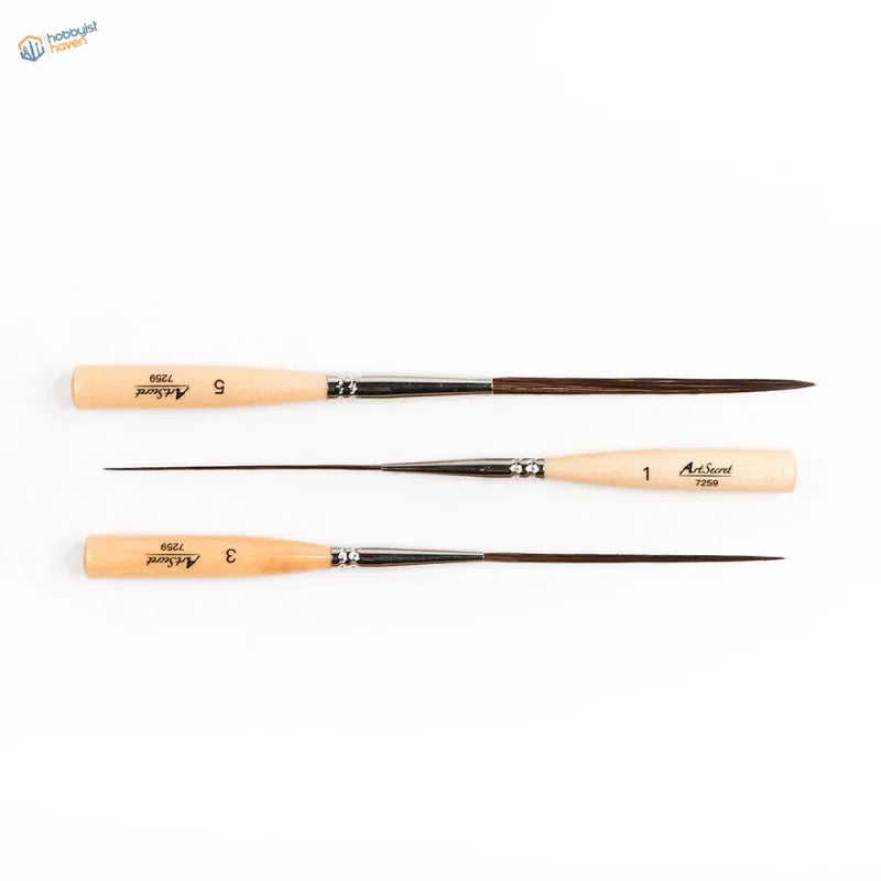 Artscarl 7259 extra-long liner brushes with wood handles for scale modeling