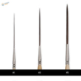 Extra-long liner brushes #1, #3, #5 with wooden handles for scale modeling