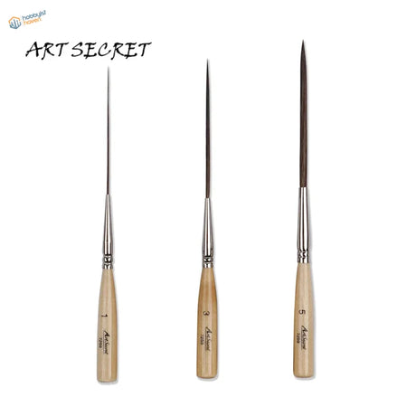 Extra-long liner brushes set with light wood handles for scale modeling tools