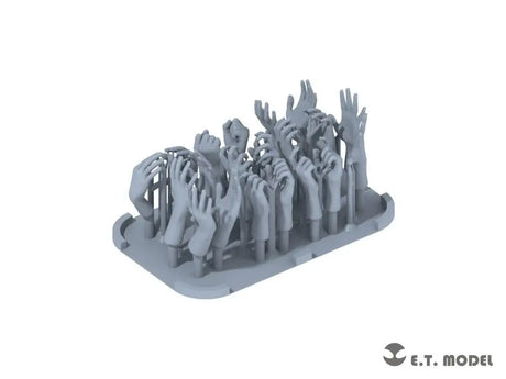 Gray 1/35 3D-printed hands model for scale modeling, multiple poses