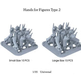 1/35 3D-printed hands in gray plastic for scale modeling tools