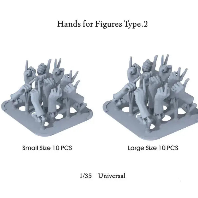 2x10pcs 1/35 manos impresas en 3D