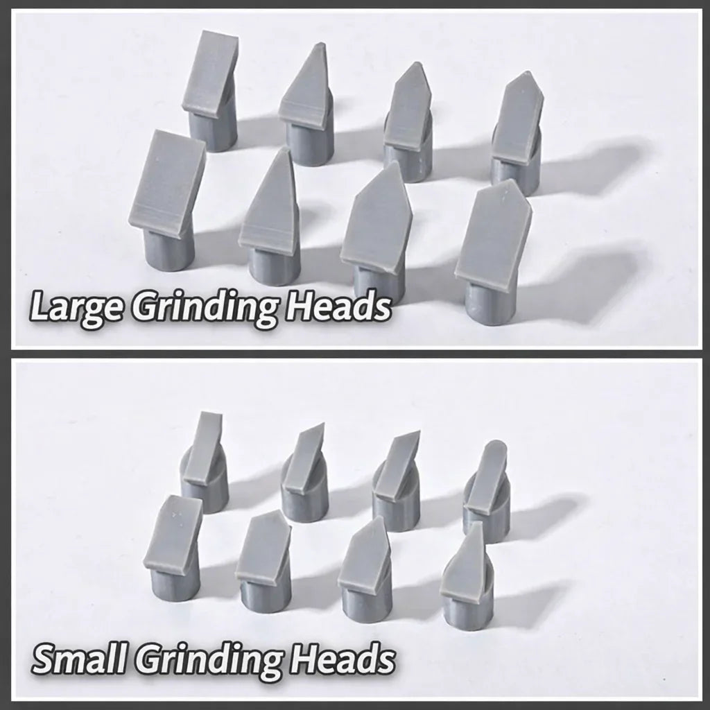 Large and small grinding heads for the TS006 sanding stick