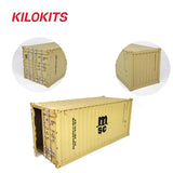 Tan-colored 1/35 20ft shipping container model kit with black msc logo and detailed markings for precision hobby tools