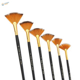 Fan brushes set with black handles, gold ferrules, orange bristles, Keep Smiling 6088