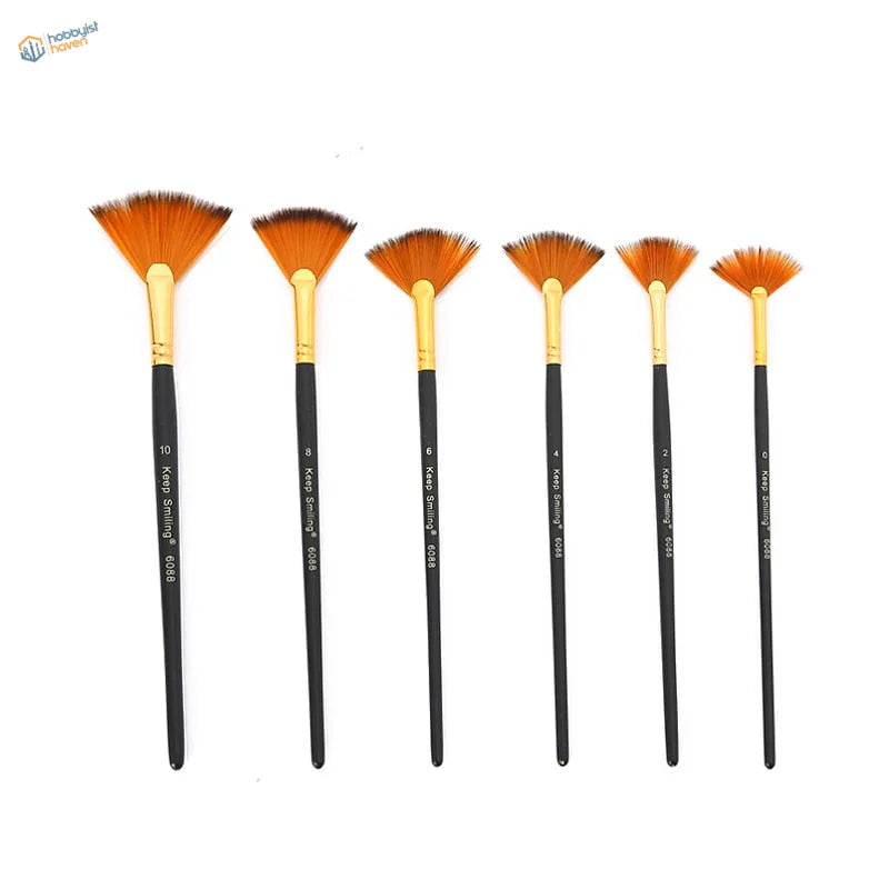 Fan brushes set of six orange blades with Keep Smiling branding