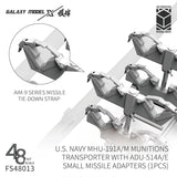 Gray 3D-printed AIM-9 missile tie-down strap for Galaxy Model 1/48 munitions transporter