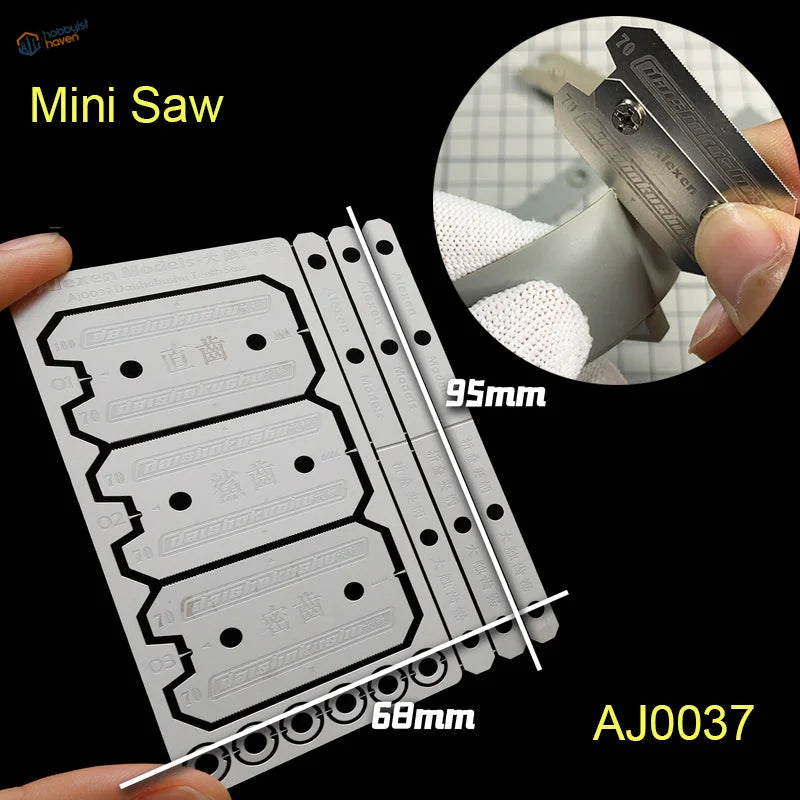 Fine metal saw for scale modeling with silver blade for controlled cuts