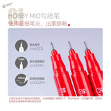 Fine panel liner pen with red Hobby Mio markers, ultra-fine 0.3mm tips