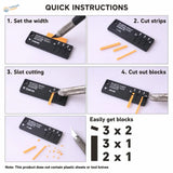 Black plastic fixed-width plastic sheet strip cutter with numbered width markings for scale modeling tools precise cuts