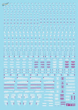 Fluorescent decals sheet in light blue purple for HG MG Gunplas model building