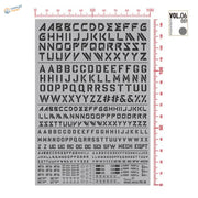 Gray fluorescent decals sheet with digital-style letters for scale modeling