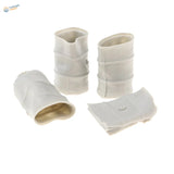 White plastic model barrels with segmented ridges and open tops.