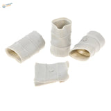 White plastic bamboo-style pipe caps.