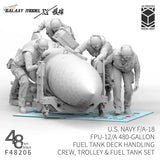 Gray 3d printed fuel tank model for galaxy 1/48 f/a-18 deck handling crew set with crew figures