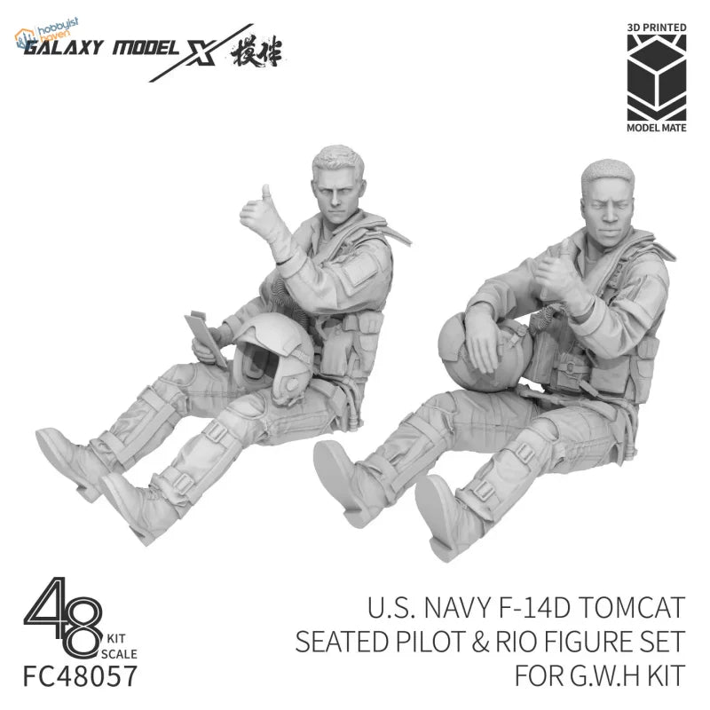Galaxy Model 1/48 3D tištěné figurky pilota a RIO pro F-14D Tomcat (3 modely k dispozici)