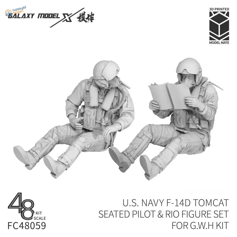 Galaxy Model 1/48 3D tištěné figurky pilota a RIO pro F-14D Tomcat (3 modely k dispozici)