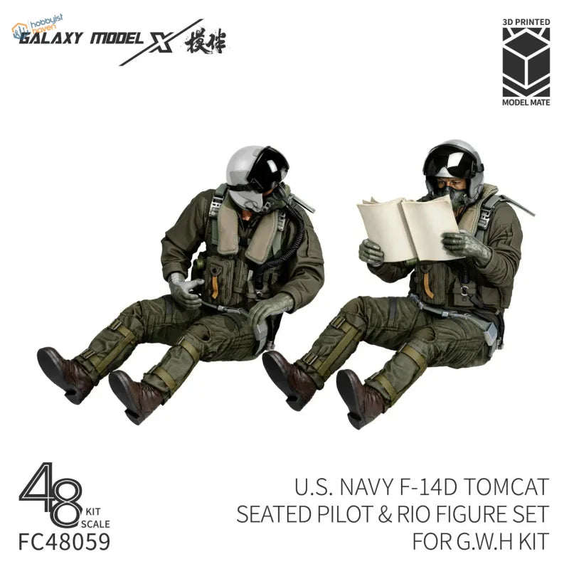 Galaxy Model 1/48 3D tištěné figurky pilota a RIO pro F-14D Tomcat (3 modely k dispozici)