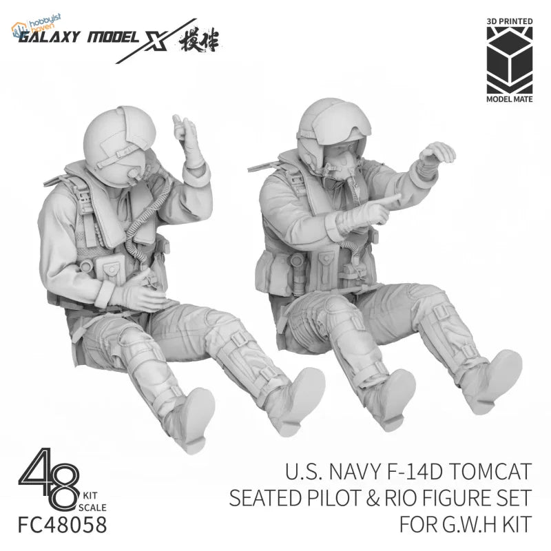 Galaxy Model 1/48 3D tištěné figurky pilota a RIO pro F-14D Tomcat (3 modely k dispozici)