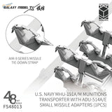 Gray 3D-printed AIM-9 missile tie-down strap for Galaxy Model 1/48 munitions transporter