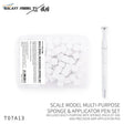 Galaxy model 100-piece set includes white cube-shaped weathering sponges and a precision grip applicator pen in clear pack
