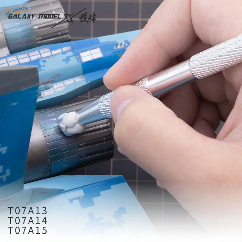 Silver textured metal applicator pen with fine pointed tip for detailed work in galaxy model 100-piece set supplies