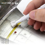 Silver textured precision applicator pen with white foam tip from galaxy model 100-piece set supplies for weathering