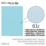 Light blue 3D-printed rivet decals with raised high-relief design for Galaxy Model